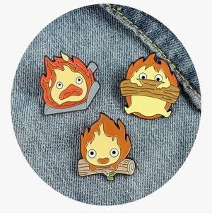 Cute Fire Character Enamel Pins Calcifier Howls Moving Castle Studio Ghibli
